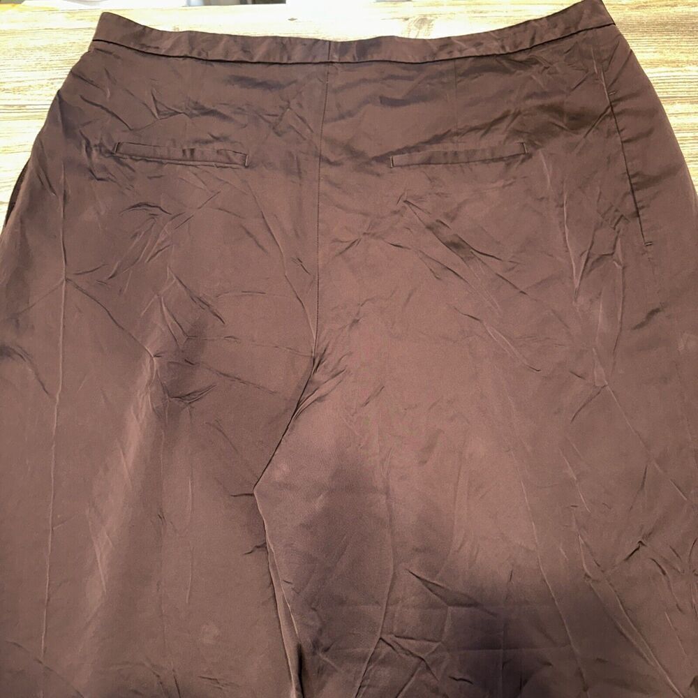 Vince Brown Satin Pleat Front Wide Leg Trousers. Size 18. NWOT. P - Picture 7 of 11
